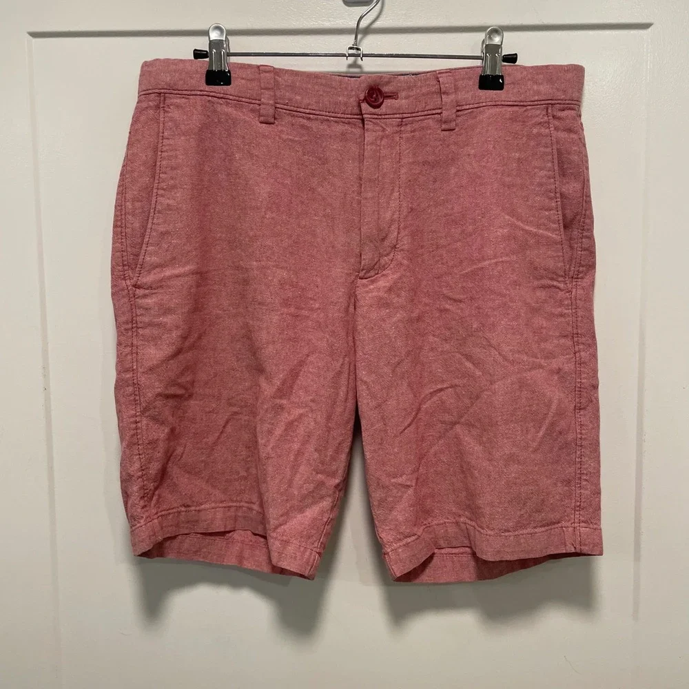 Banana Republic Aiden Shorts Mens 30 Red Heathered Slim Fit Chino Casual Summer